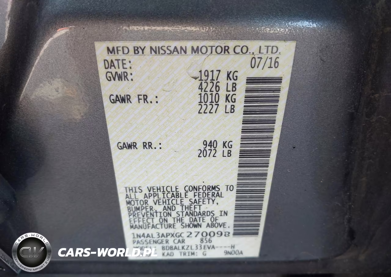 2016 Nissan Altima 2.5 Sv VIN:1N4AL3APXGC270098 - 9
