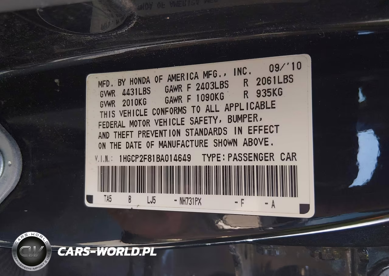 2011 Honda Accord 2.4 Ex-L VIN:1HGCP2F81BA014649 - 9