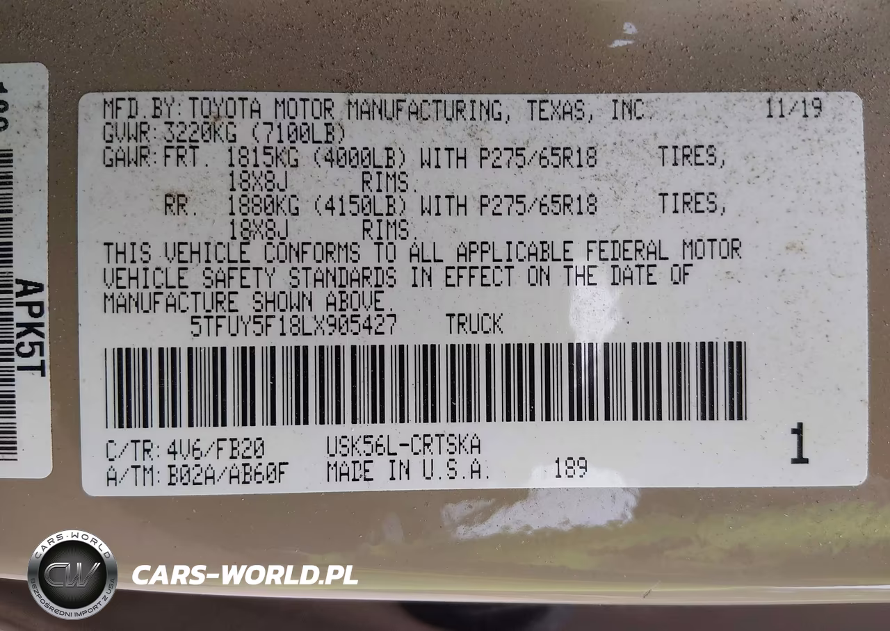 2020 Toyota Tundra Sr5 VIN:5TFUY5F18LX905427 - 9