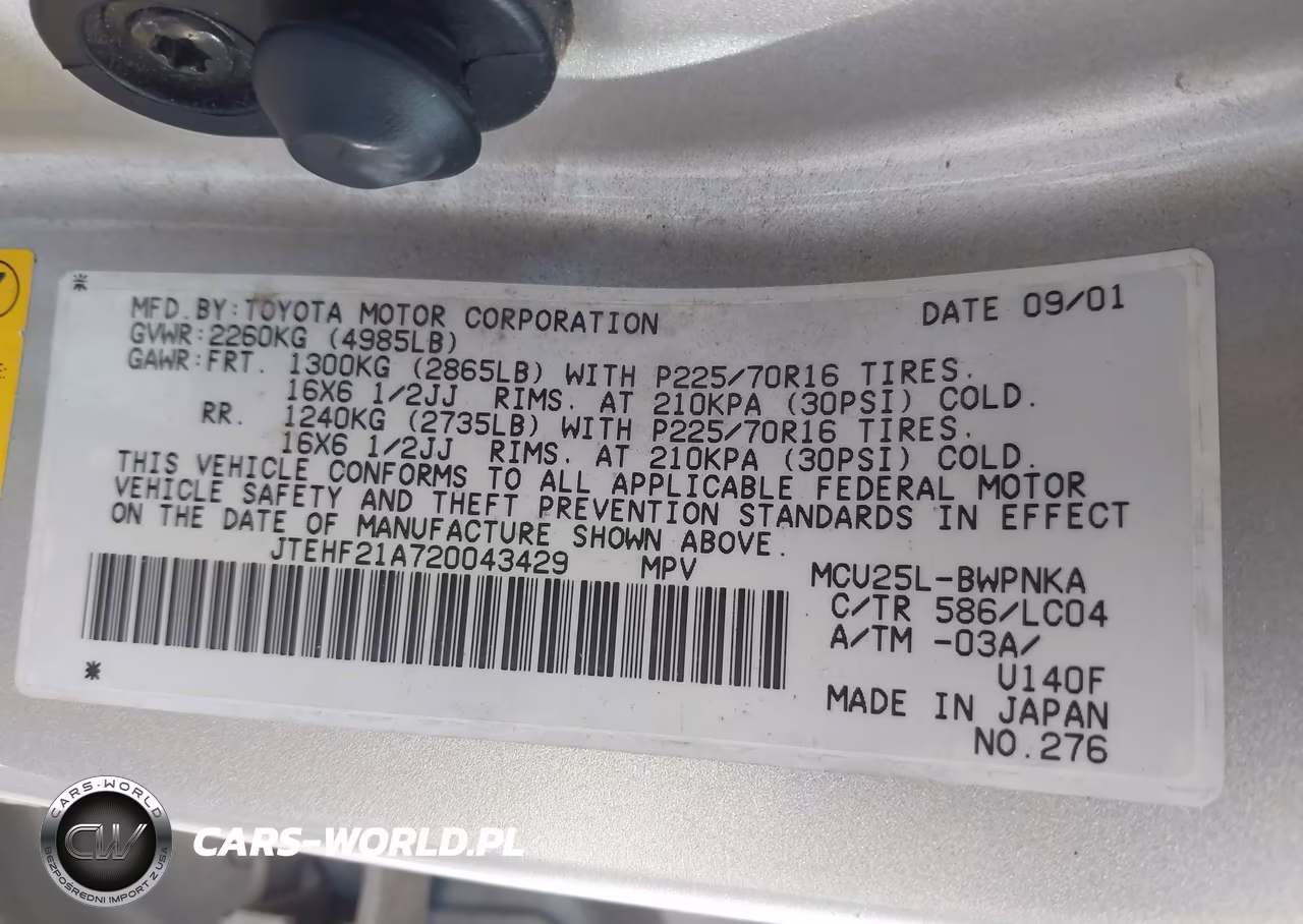 2002 Toyota Highlander Limited V6 VIN:JTEHF21A720043429 - 9