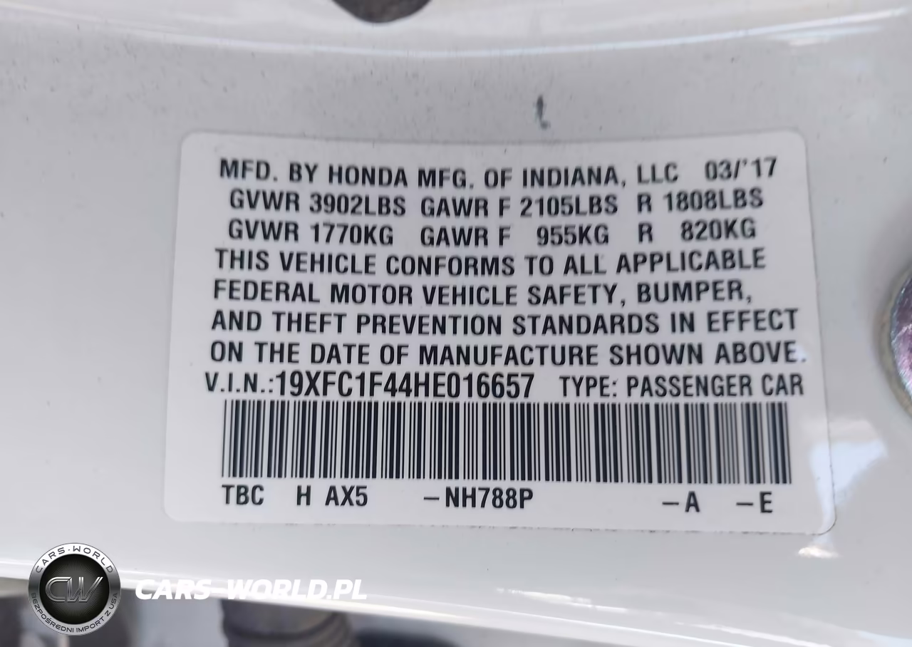 2017 Honda Civic Ex-T VIN:19XFC1F44HE016657 - 9
