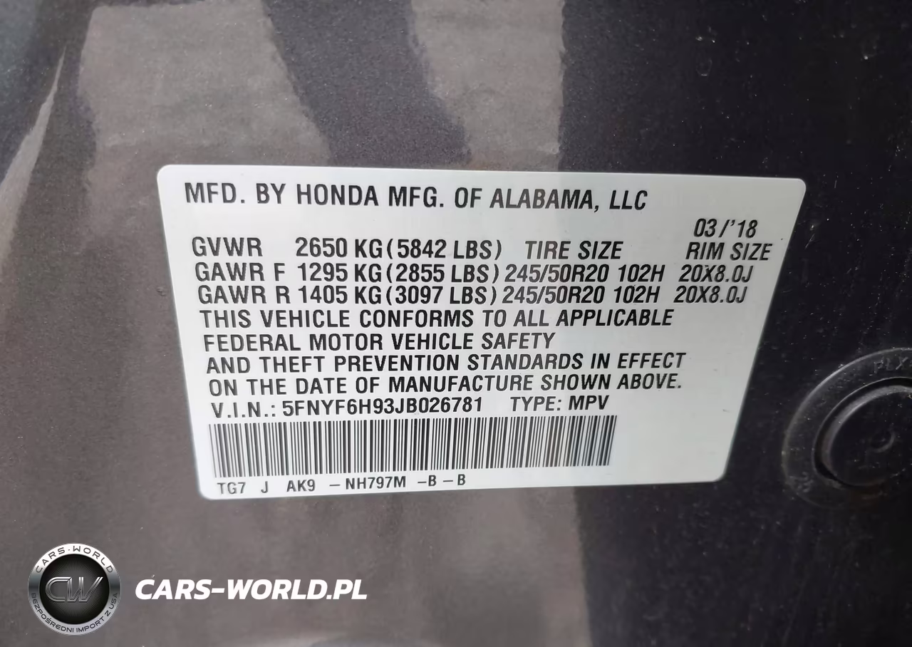 2018 Honda Pilot Touring VIN:5FNYF6H93JB026781 - 9