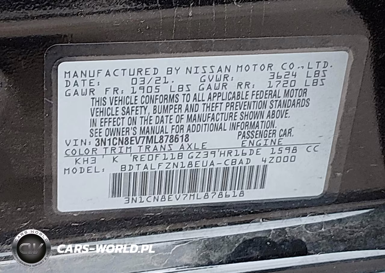 2021 Nissan Versa Sv Xtronic Cvt VIN:3N1CN8EV7ML878618 - 9