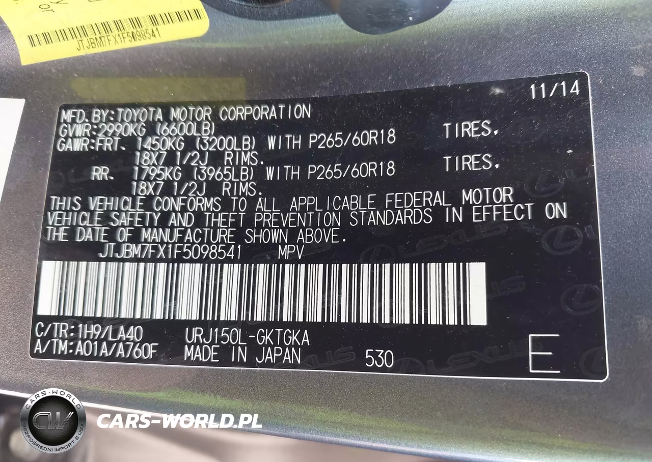 2015 Lexus Gx 460 VIN:JTJBM7FX1F5098541 - 9