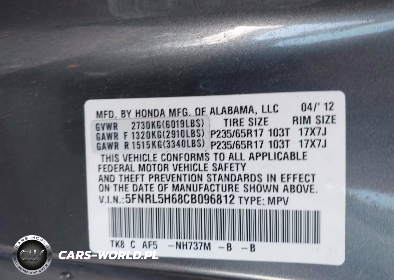 2012 Honda Odyssey Ex-L VIN:5FNRL5H68CB096812 - 9