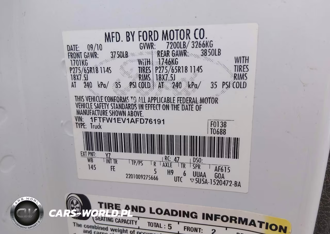 2010 Ford F-150 Fx4-Harley-Davidson-King Ranch-Lariat-Platinum-Xl-Xlt VIN:1FTFW1EV1AFD76191 - 9