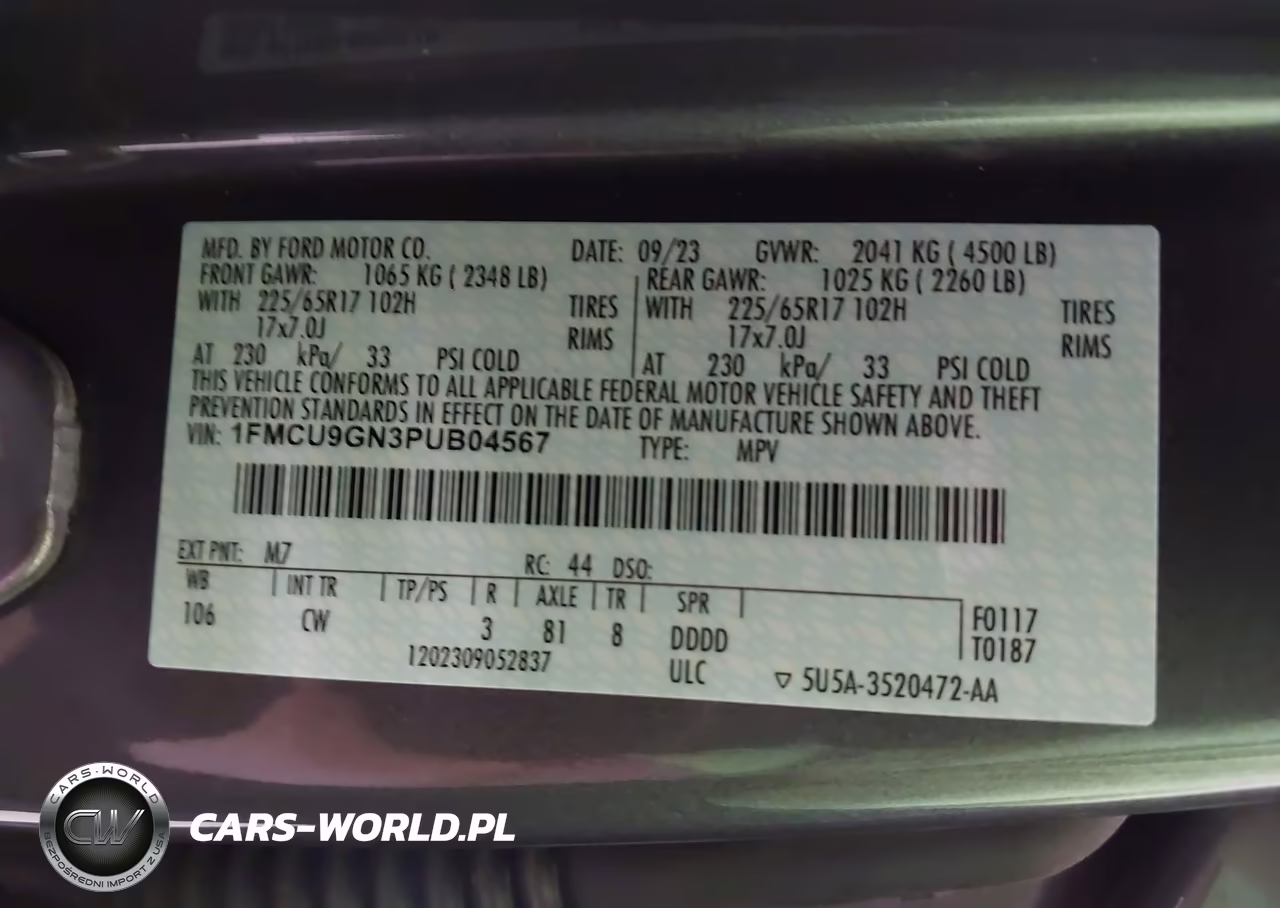 2023 Ford Escape Active VIN:1FMCU9GN3PUB04567 - 9