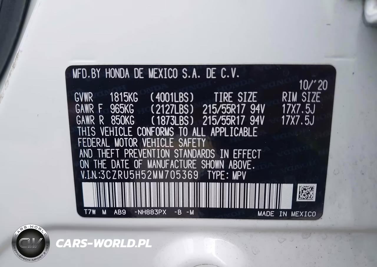 2021 Honda Hr-V 2Wd Ex VIN:3CZRU5H52MM705369 - 9