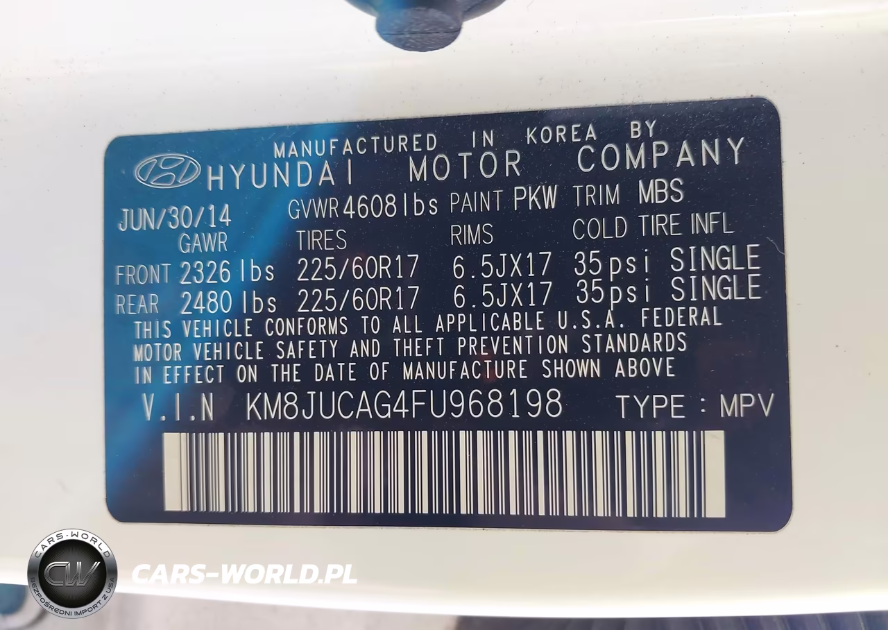 2015 Hyundai Tucson Se VIN:KM8JUCAG4FU968198 - 9