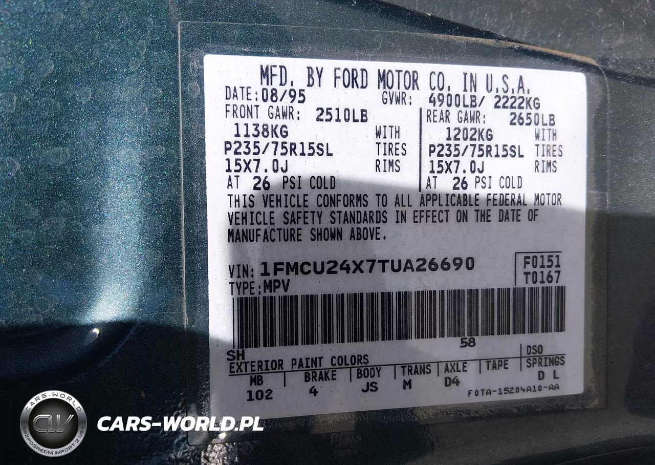 1996 Ford Explorer VIN:1FMCU24X7TUA26690 - 9