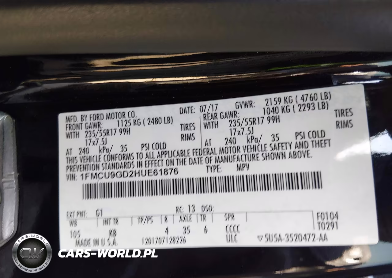 2017 Ford Escape Se VIN:1FMCU9GD2HUE61876 - 9