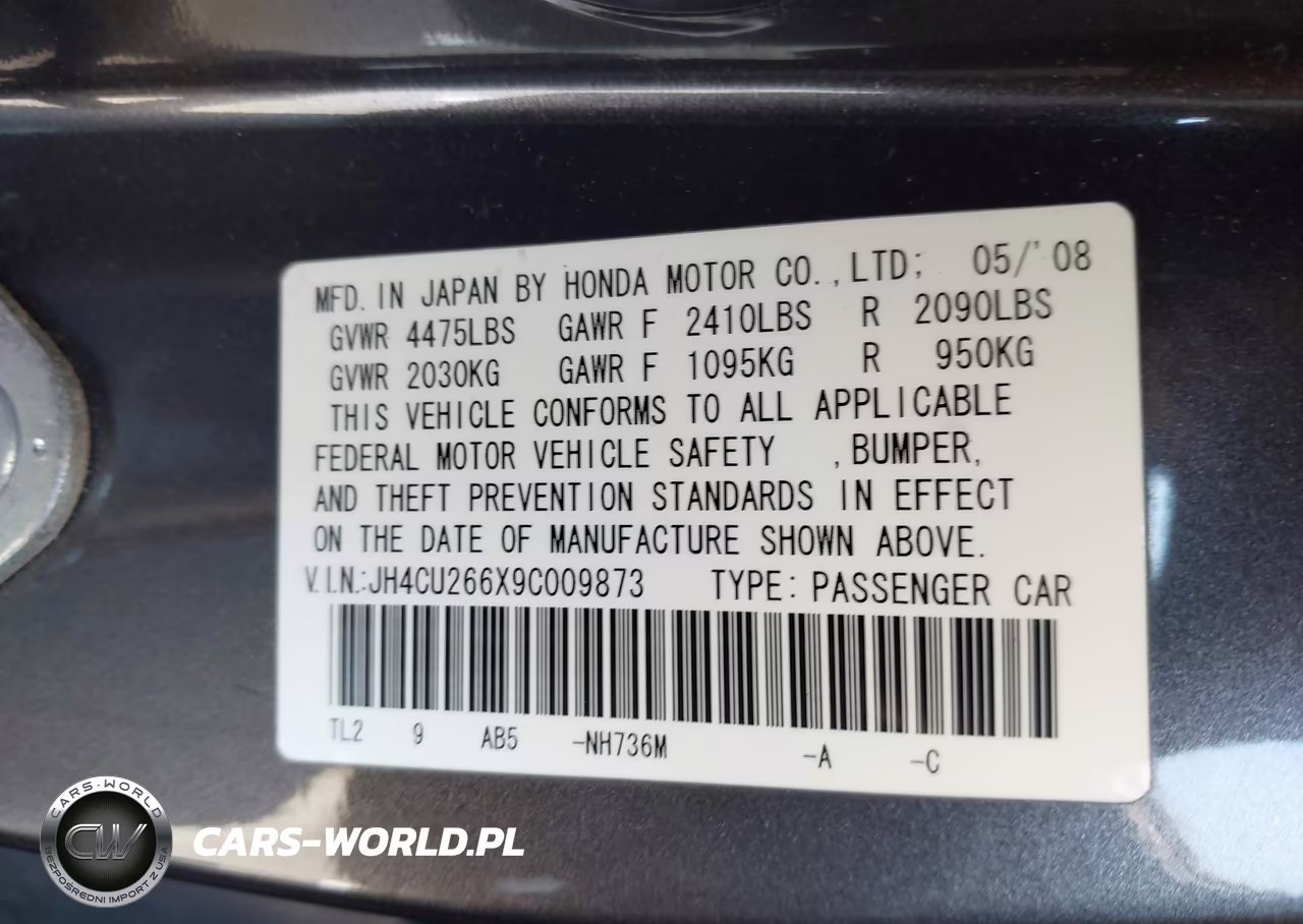 2009 Acura Tsx VIN:JH4CU266X9C009873 - 9
