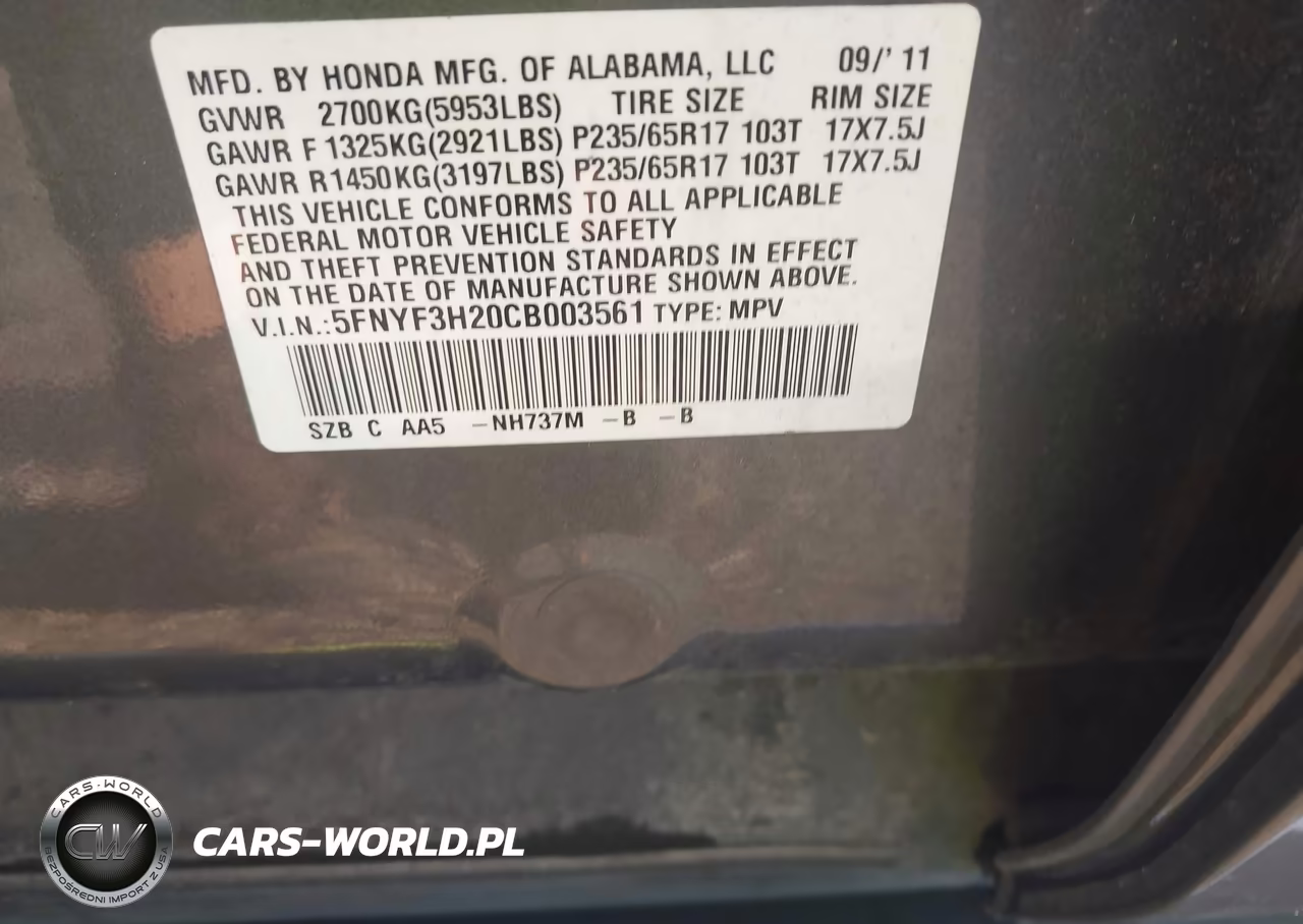 2012 Honda Pilot Lx VIN:5FNYF3H20CB003561 - 9