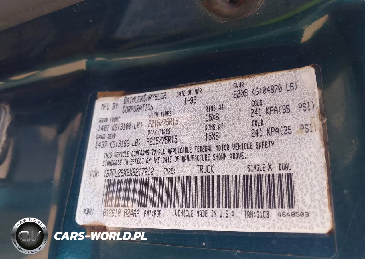 1999 Dodge Dakota Slt-Sport VIN:1B7FL26X2XS217212 - 9