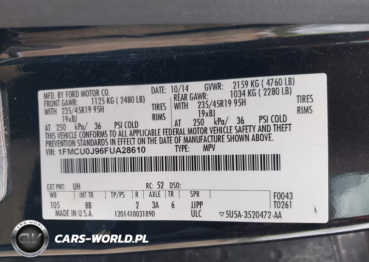 2015 Ford Escape Titanium VIN:1FMCU0J96FUA28610 - 9