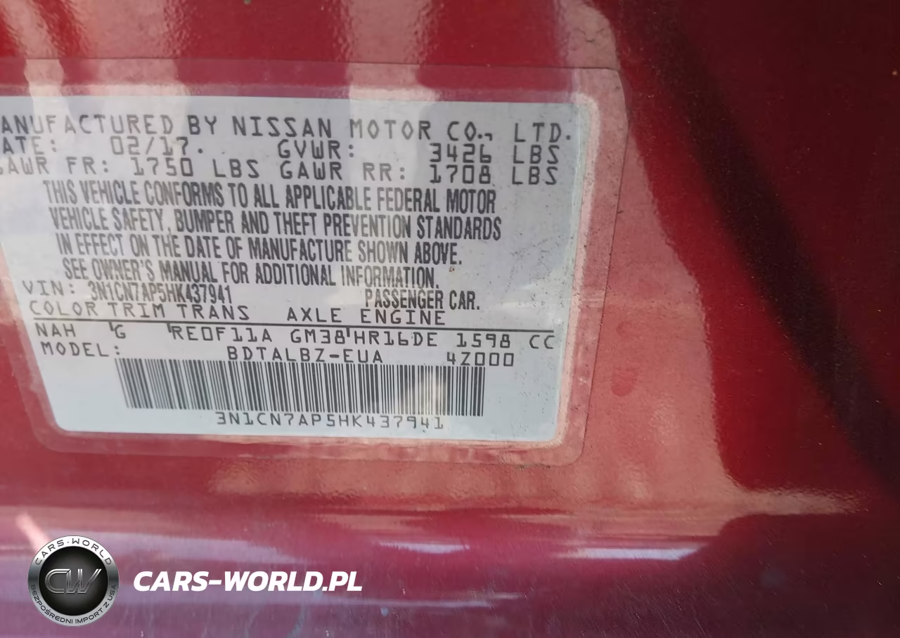 2017 Nissan Versa 1.6 Sv VIN:3N1CN7AP5HK437941 - 9