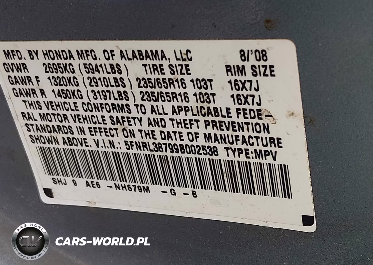 2009 Honda Odyssey Ex-L VIN:5FNRL38799B002538 - 9