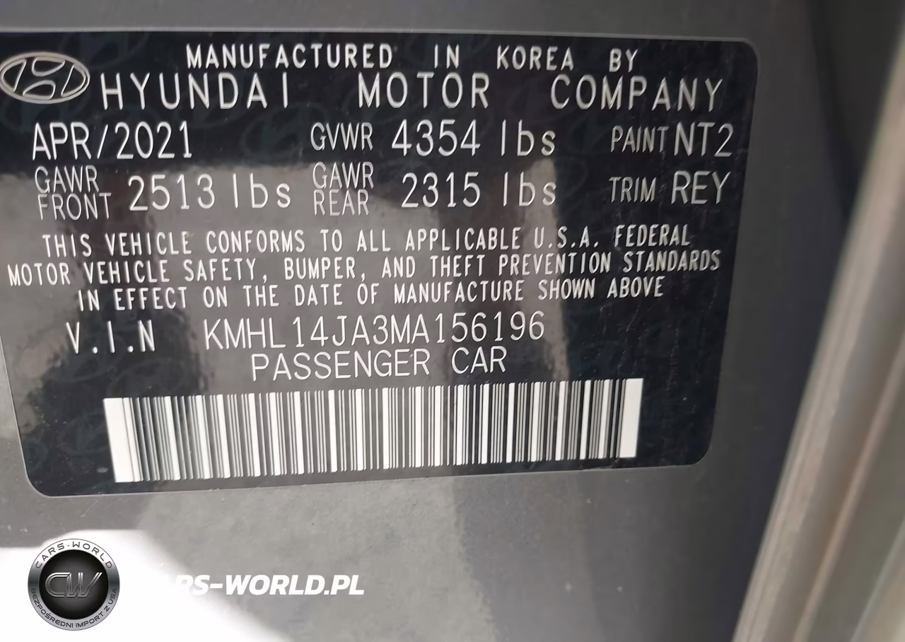 2021 Hyundai Sonata Sel VIN:KMHL14JA3MA156196 - 9