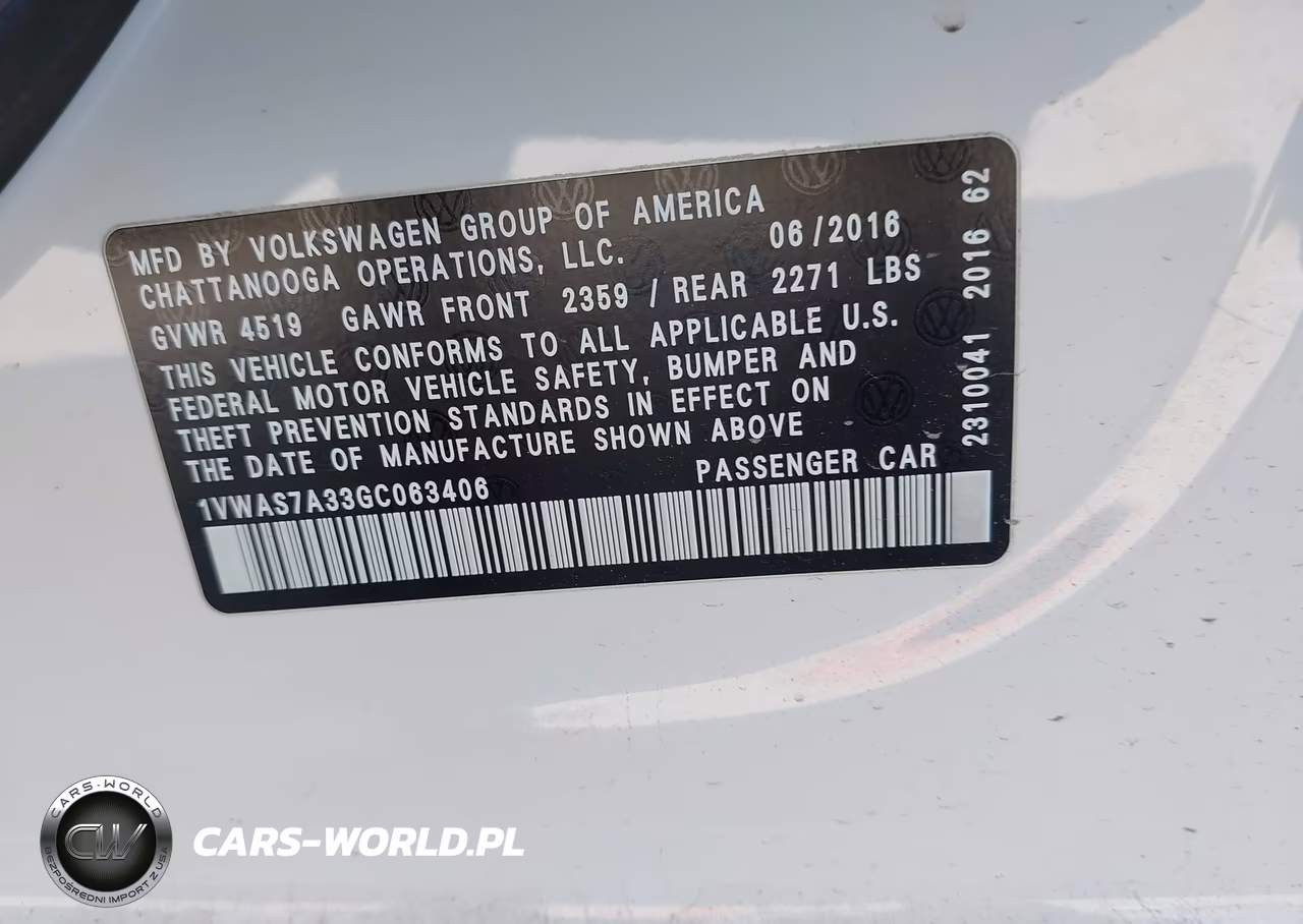 2016 Volkswagen Passat 1.8T R-Line VIN:1VWAS7A33GC063406 - 9