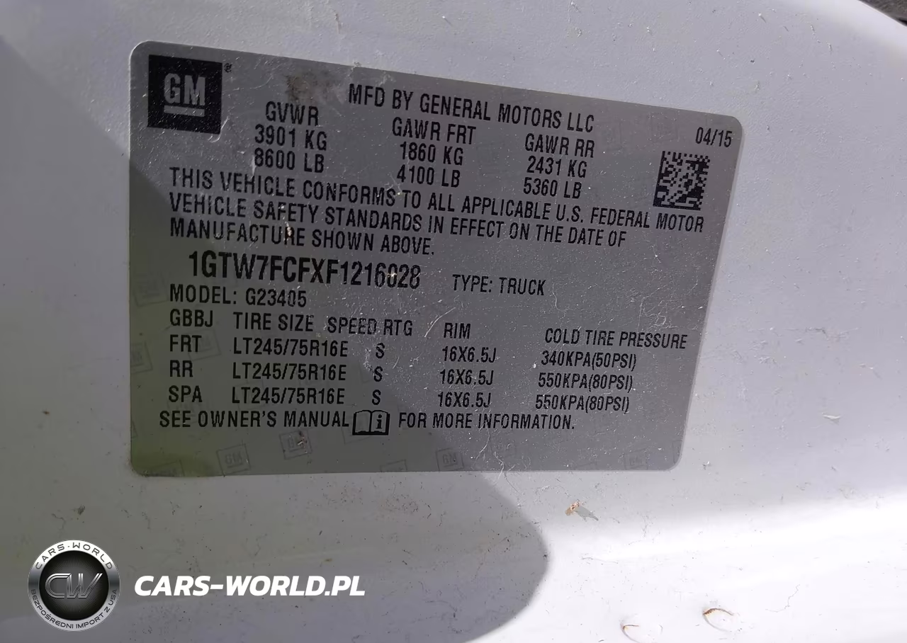 2015 GMC Savana 2500 Work Van VIN:1GTW7FCFXF1216028 - 9