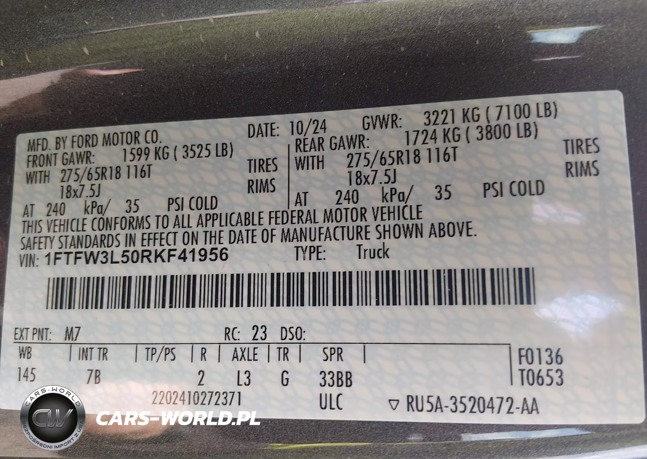 2024 Ford F-150 Xlt VIN:1FTFW3L50RKF41956 - 9