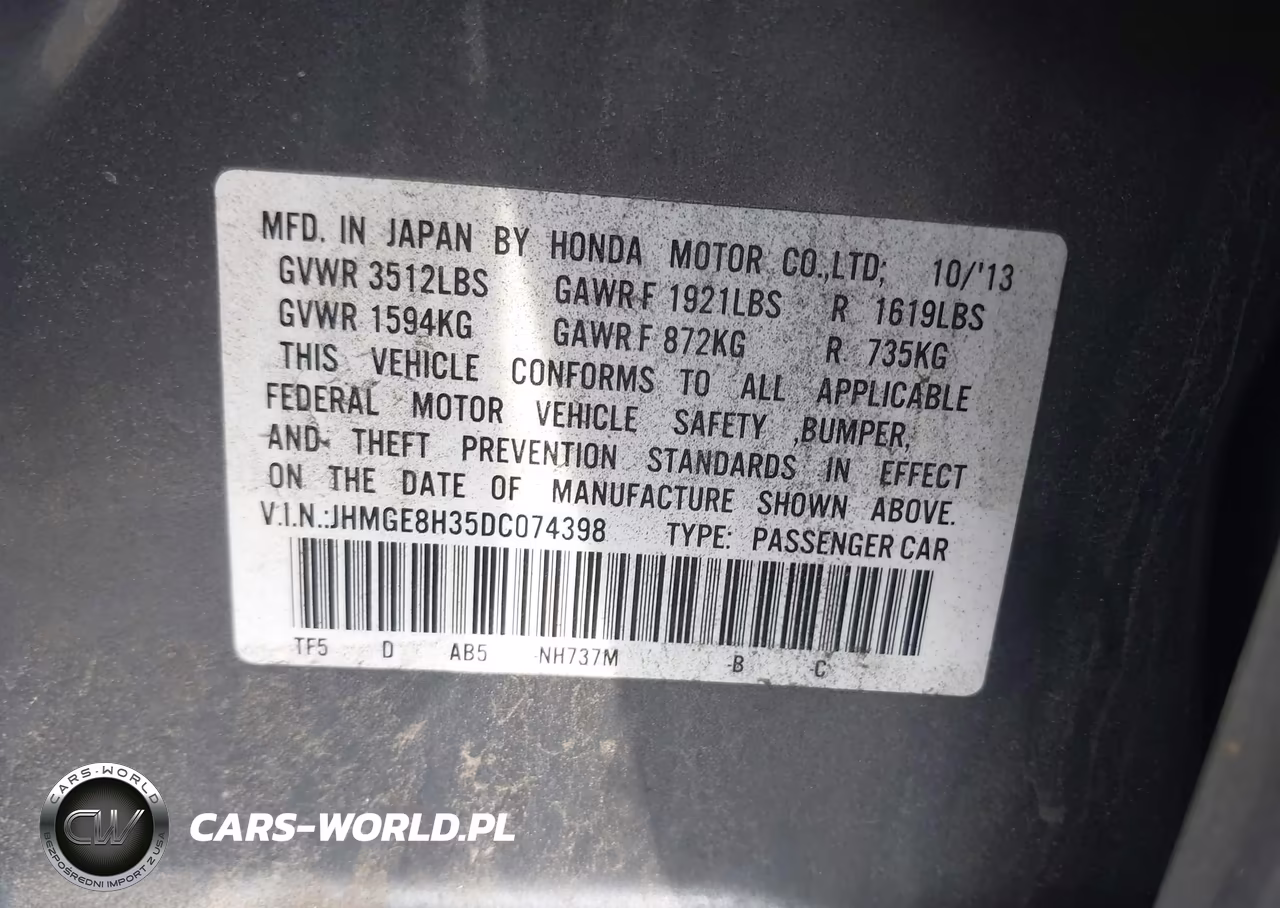2013 Honda Fit VIN:JHMGE8H35DC074398 - 9