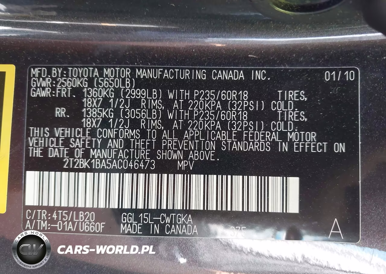 2010 Lexus Rx 350 VIN:2T2BK1BA5AC046473 - 9