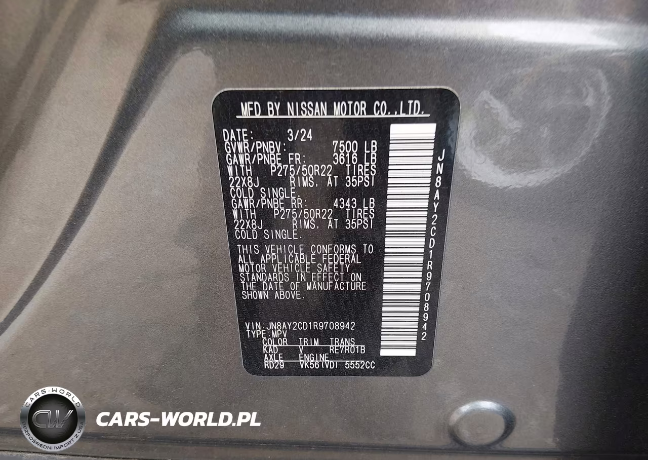 2024 Nissan Armada Platinum 4Wd VIN:JN8AY2CD1R9708942 - 9