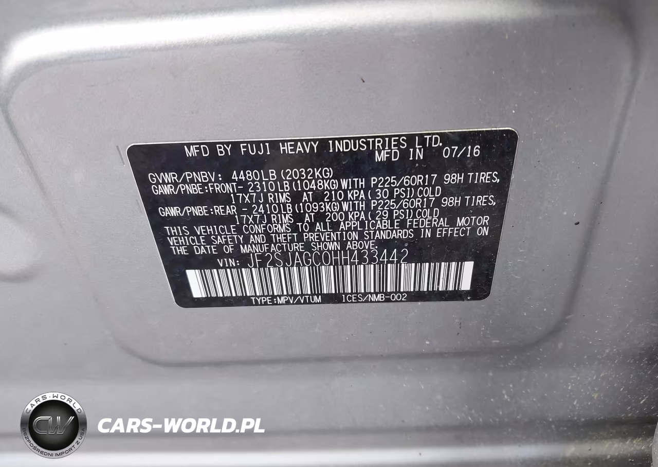 2017 Subaru Forester 2.5I Premium VIN:JF2SJAGC0HH433442 - 9