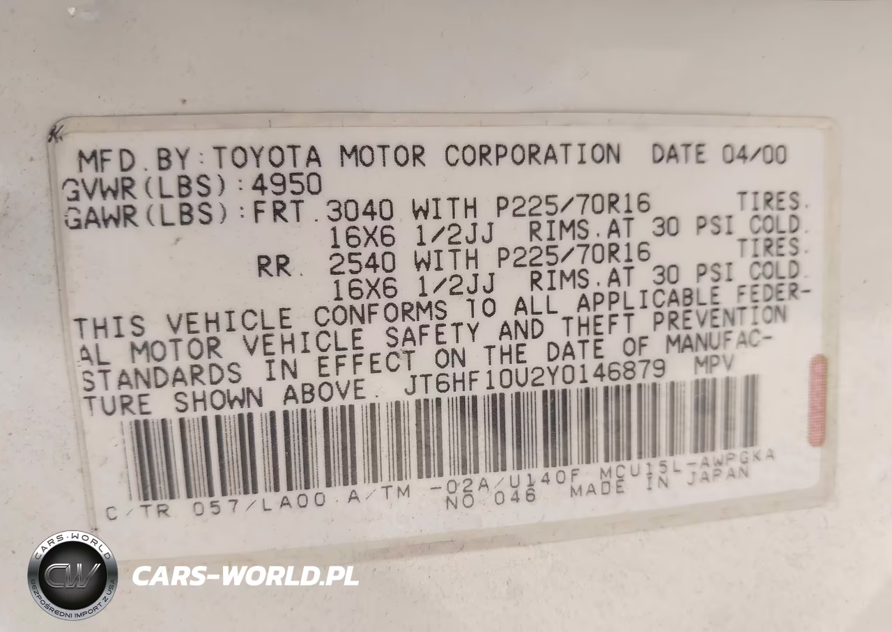2000 Lexus Rx 300 VIN:JT6HF10U2Y0146879 - 9