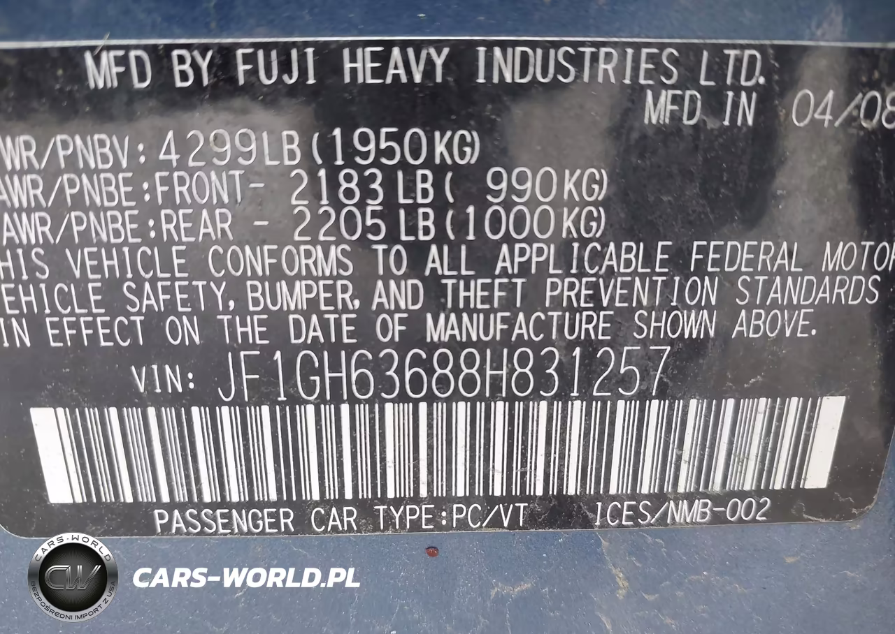 2008 Subaru Impreza Outback Sport VIN:JF1GH63688H831257 - 9