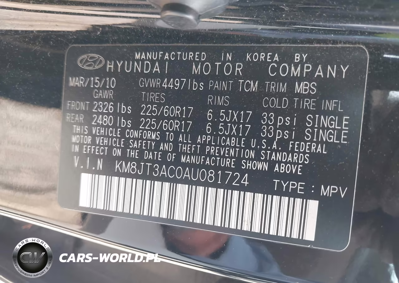 2010 Hyundai Tucson Gls VIN:KM8JT3AC0AU081724 - 9