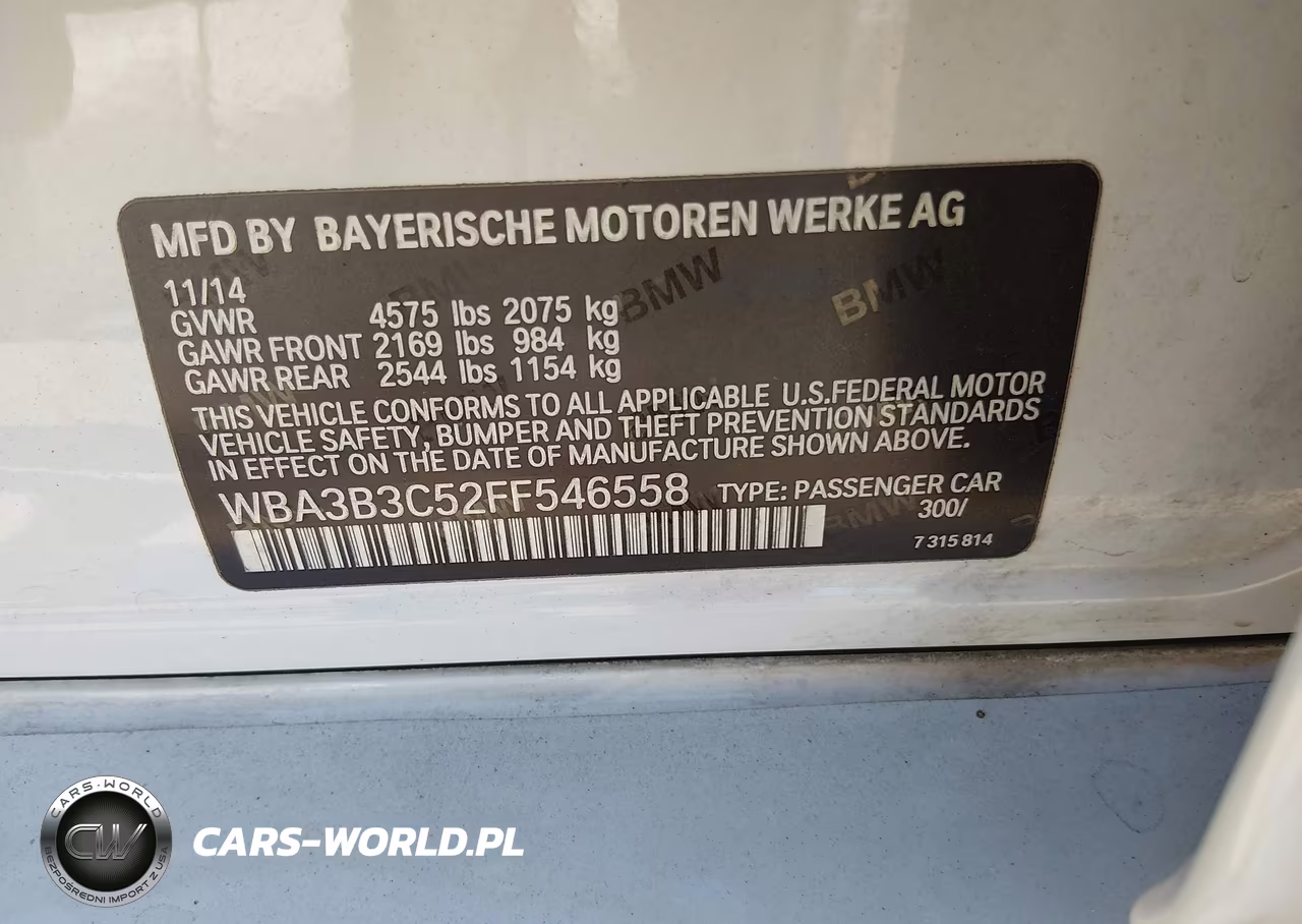 2015 BMW 328I xDrive VIN:WBA3B3C52FF546558 - 9