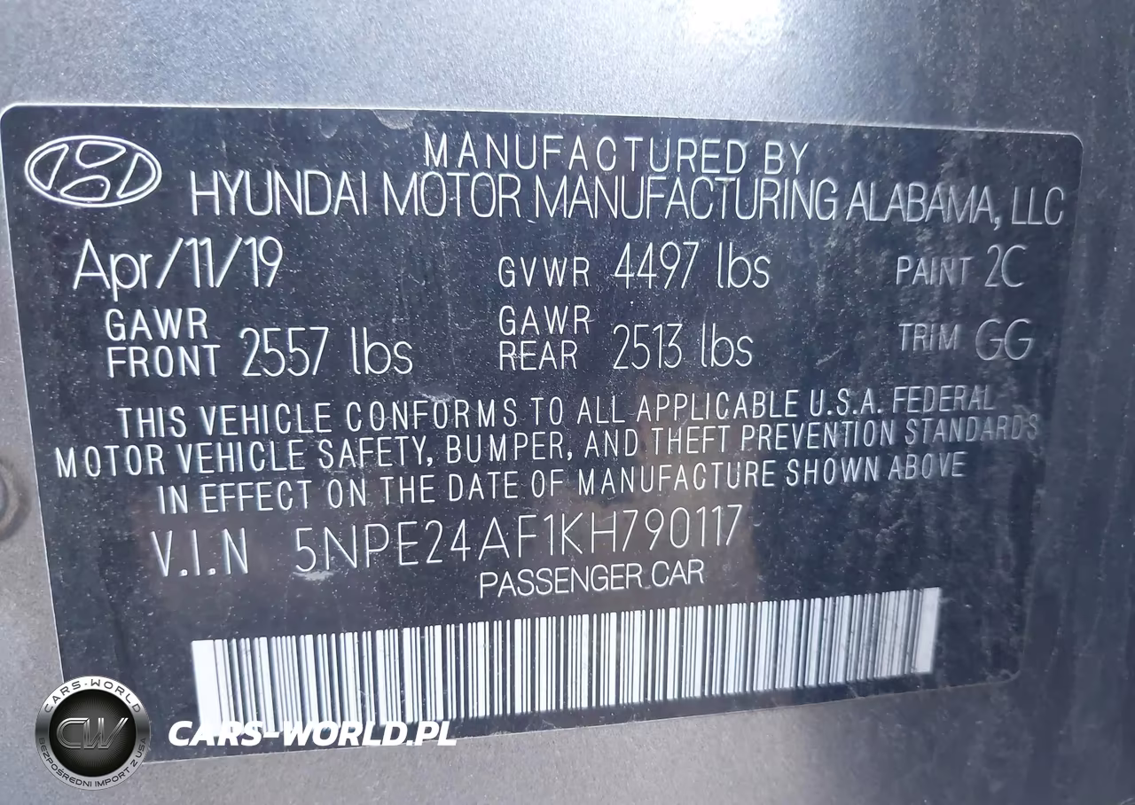 2019 Hyundai Sonata Se VIN:5NPE24AF1KH790117 - 9