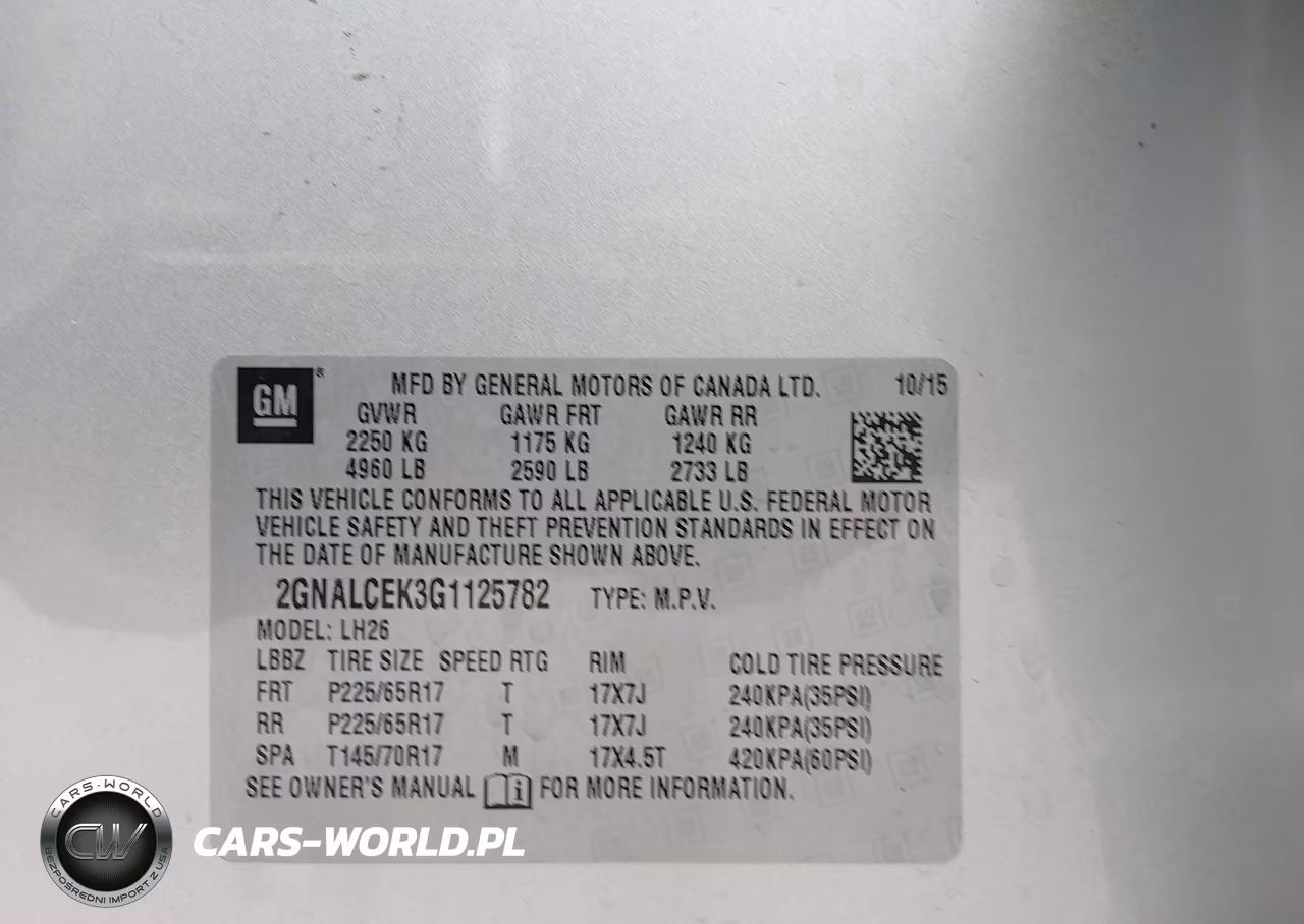 2016 Chevrolet Equinox Lt VIN:2GNALCEK3G1125782 - 9