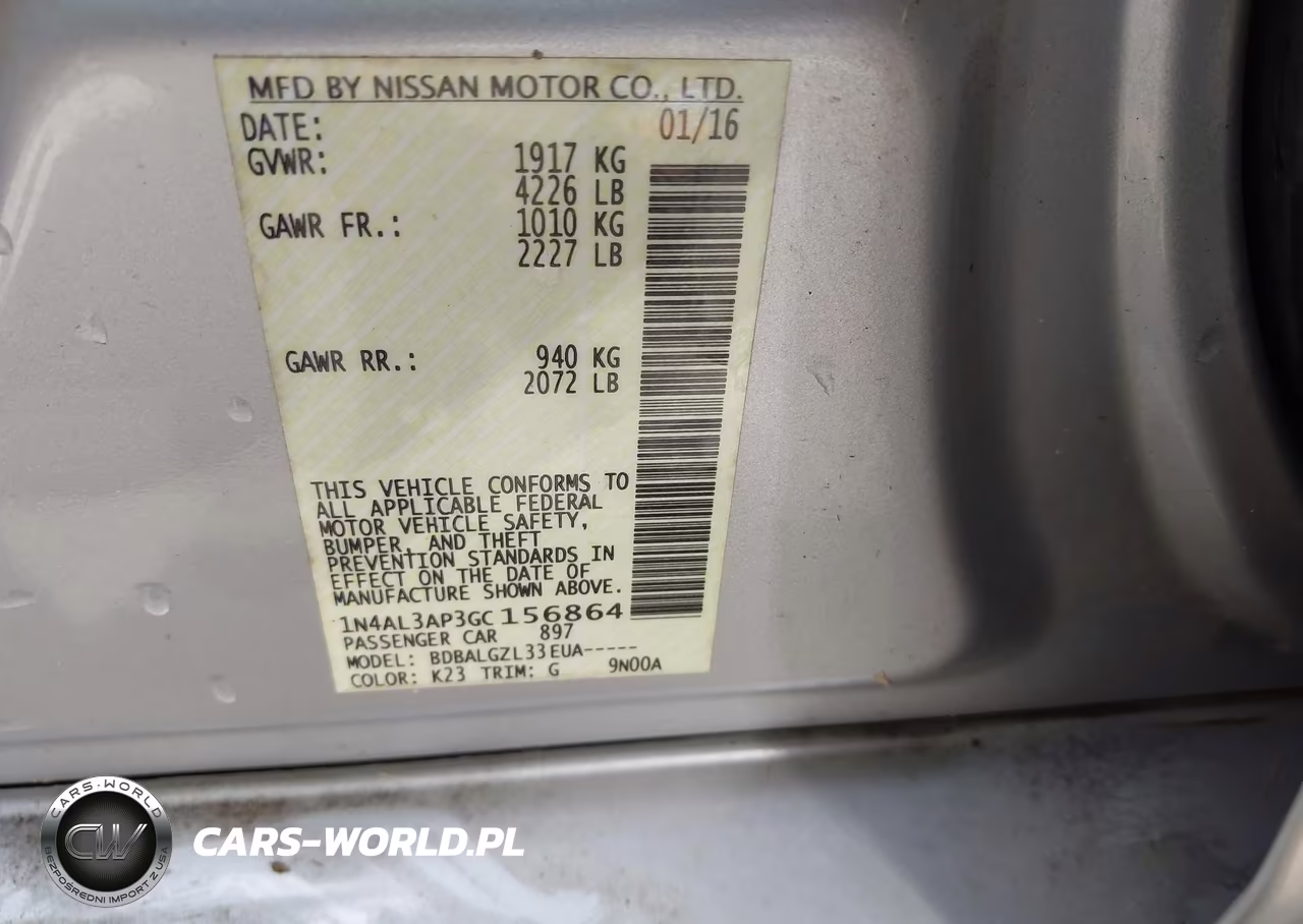 2016 Nissan Altima 2.5-2.5 S-2.5 Sl-2.5 Sr-2.5 Sv VIN:1N4AL3AP3GC156864 - 9