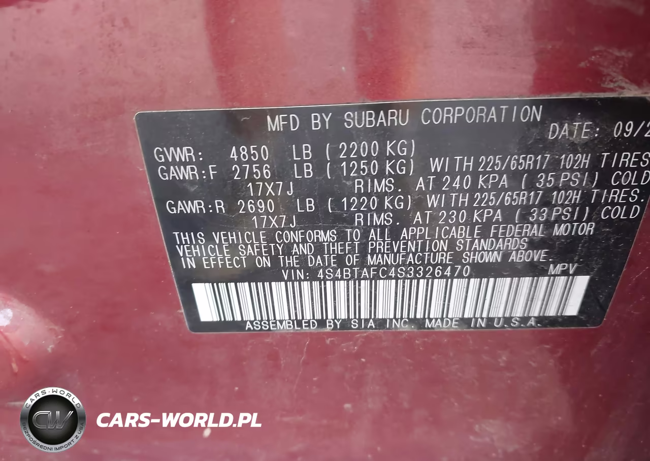 2025 Subaru Outback Premium VIN:4S4BTAFC4S3326470 - 9