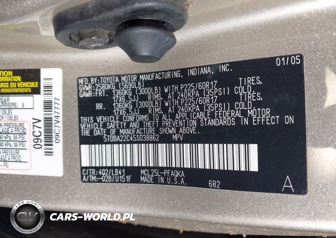 2005 Toyota Sienna Xle Limited VIN:5TDBA22C45S038862 - 9