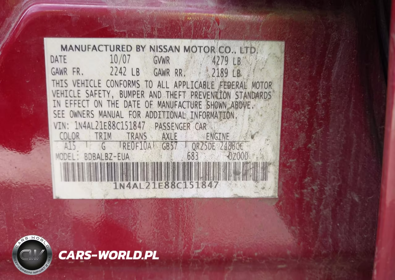 2008 Nissan Altima 2.5 S VIN:1N4AL21E88C151847 - 9