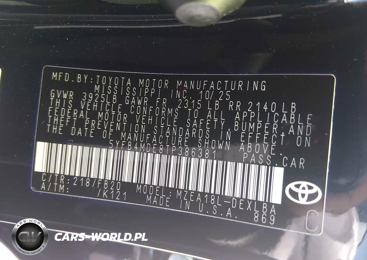 2026 Toyota Corolla Le VIN:5YFB4MDE8TP386381 - 9