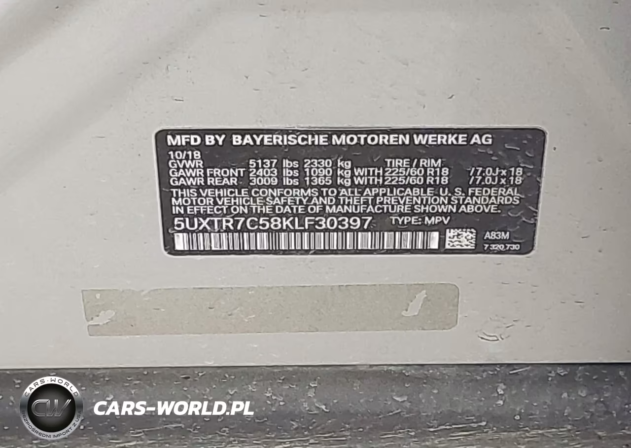 2019 BMW X3 Sdrive30I VIN:5UXTR7C58KLF30397 - 9