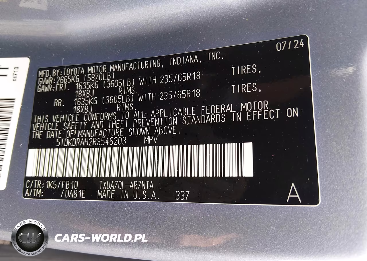 2024 Toyota Highlander Le VIN:5TDKDRAH2RS546203 - 9