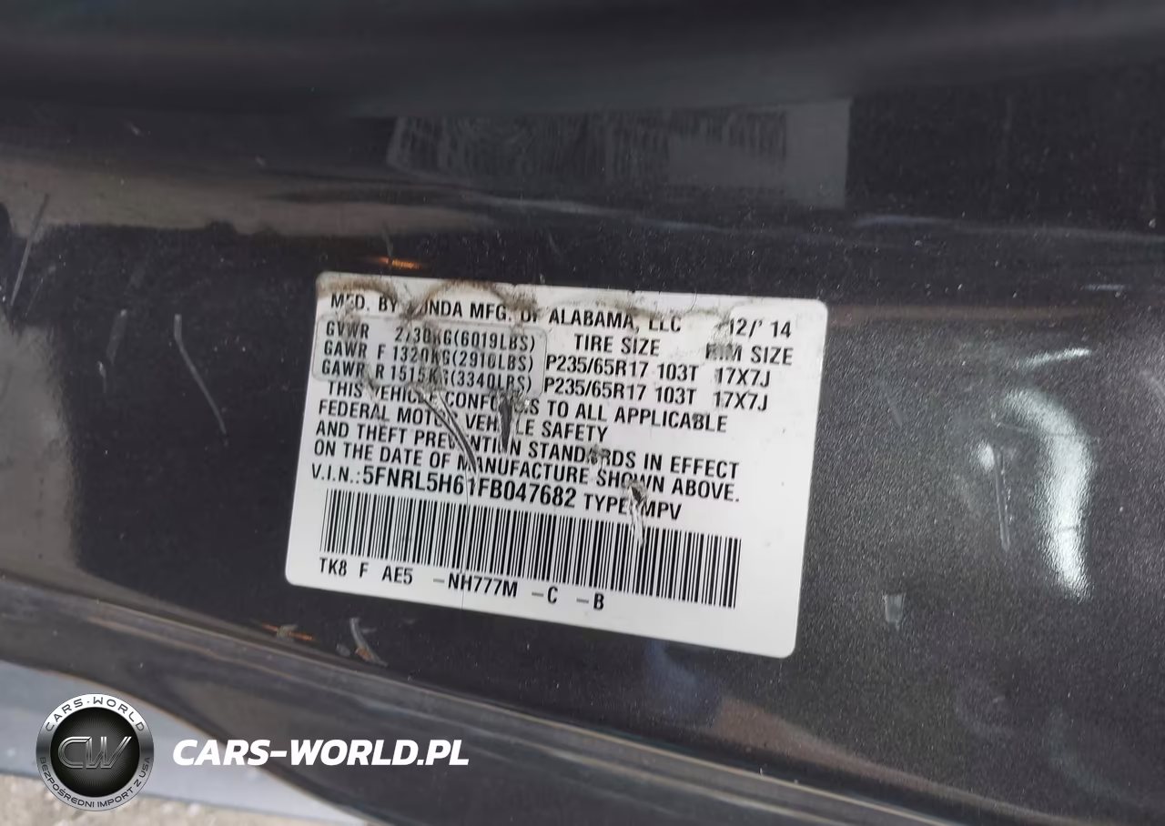 2015 Honda Odyssey Ex-L VIN:5FNRL5H61FB047682 - 9
