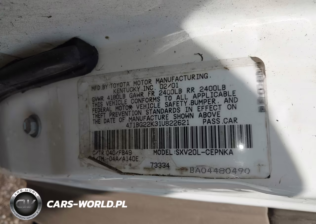 2001 Toyota Camry Le VIN:4T1BG22K31U822621 - 9