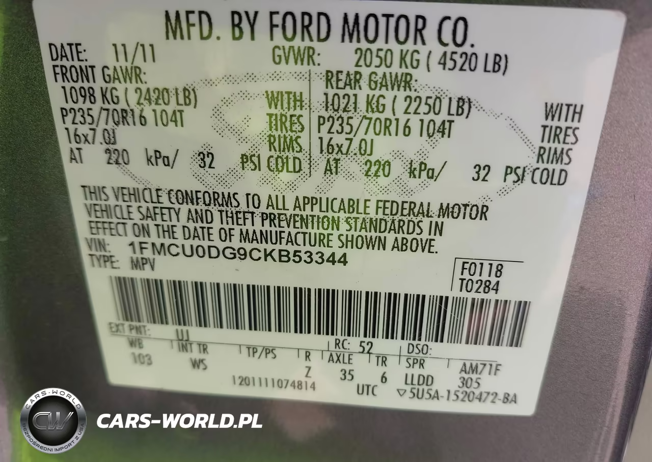 2012 Ford Escape Xlt VIN:1FMCU0DG9CKB53344 - 9