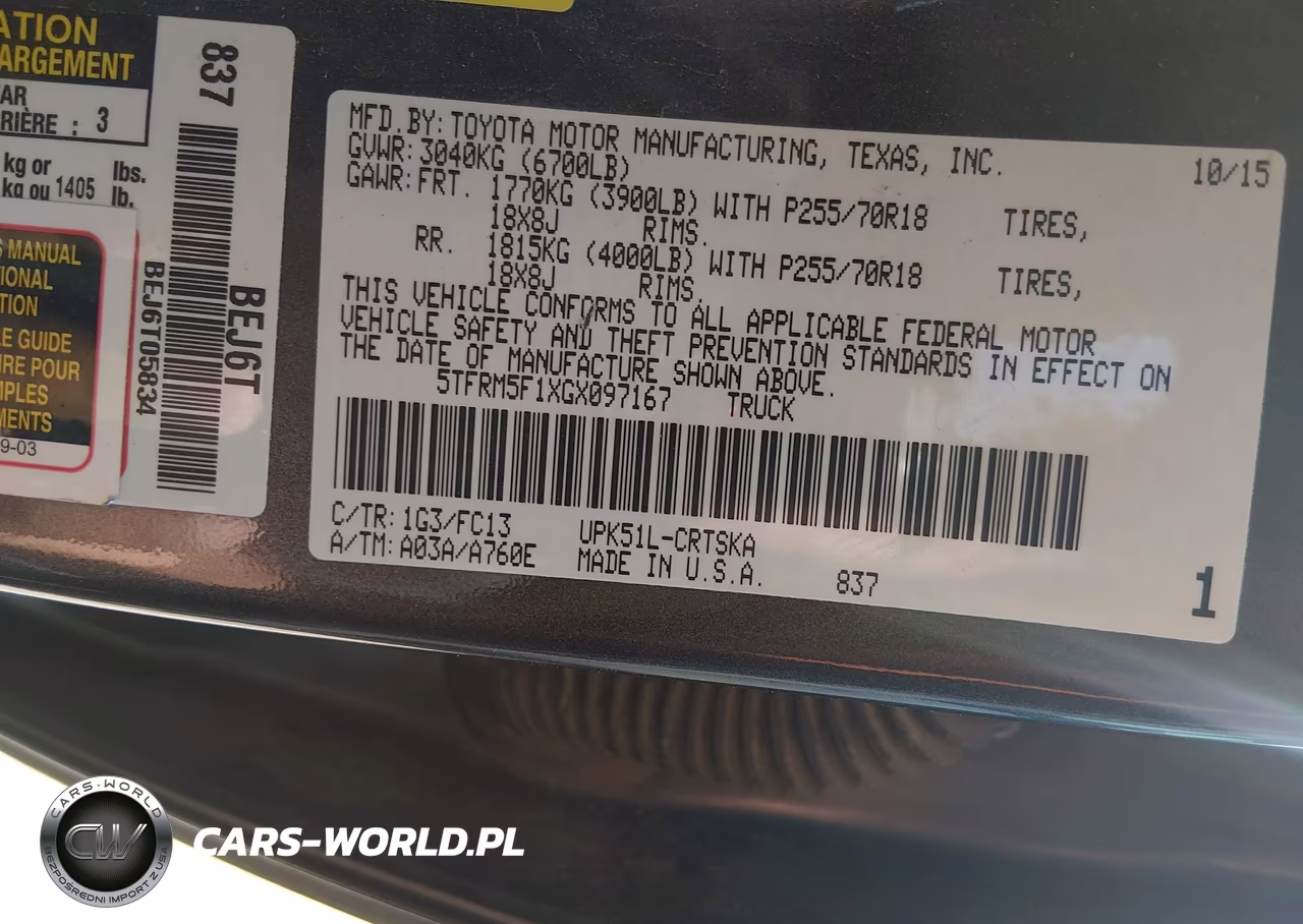 2016 Toyota Tundra Sr5 4.6L V8 VIN:5TFRM5F1XGX097167 - 9