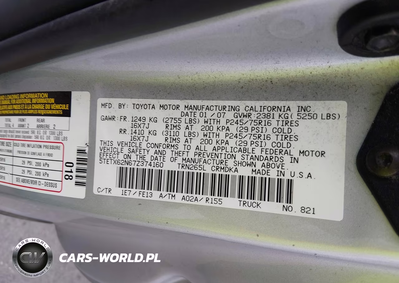 2007 Toyota Tacoma Prerunner VIN:5TETX62N67Z374160 - 9
