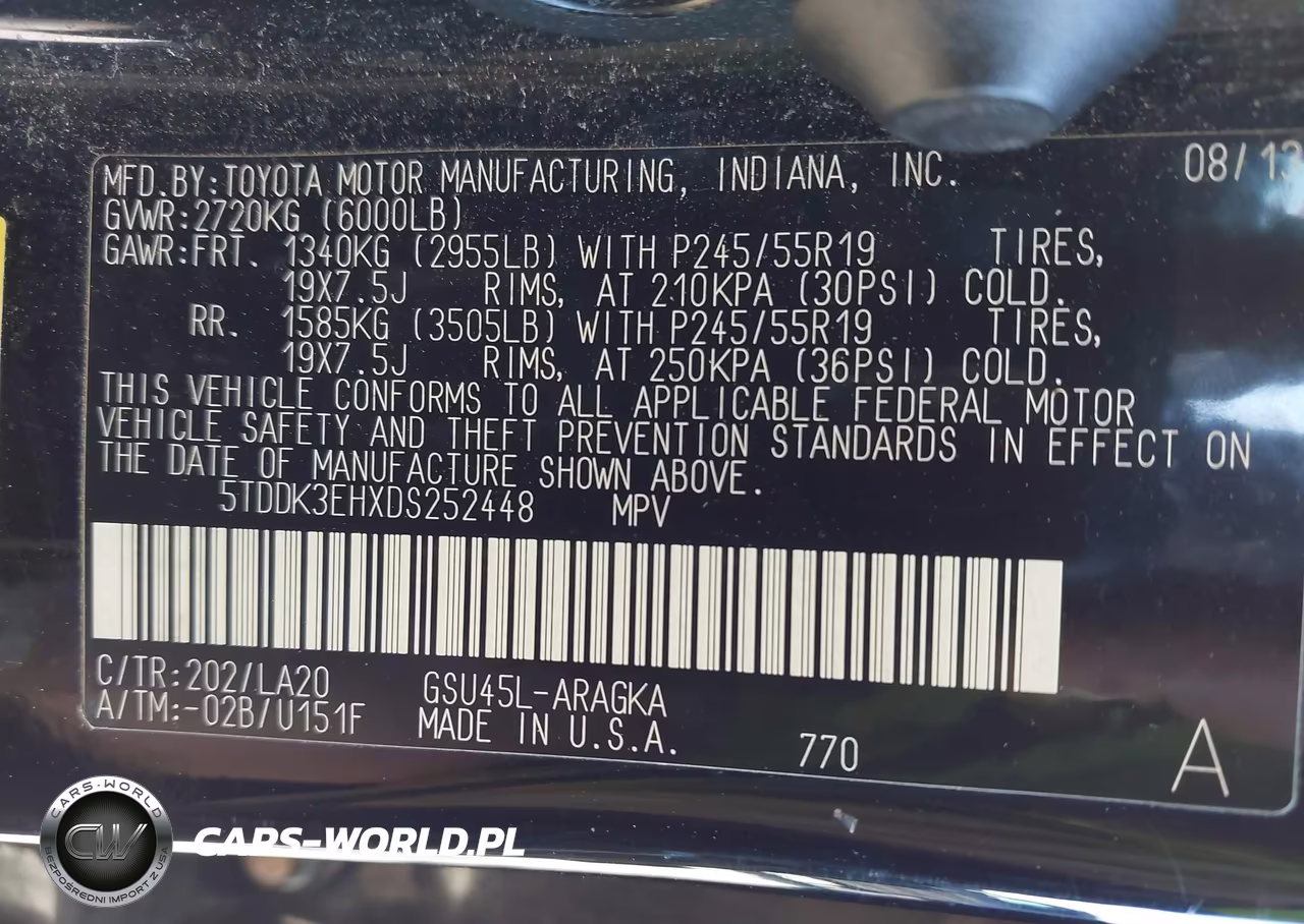 2013 Toyota Highlander Limited V6 VIN:5TDDK3EHXDS252448 - 9