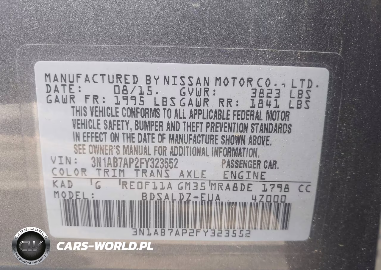 2015 Nissan Sentra Sv VIN:3N1AB7AP2FY323552 - 9