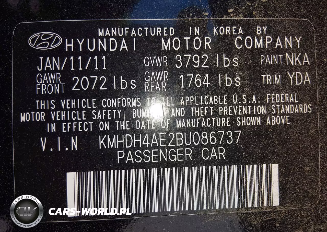 2011 Hyundai Elantra Gls (Ulsan Plant) VIN:KMHDH4AE2BU086737 - 9